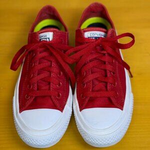 RED Converse Chuck Taylor II All Star Low Top. Women's Size 7.5